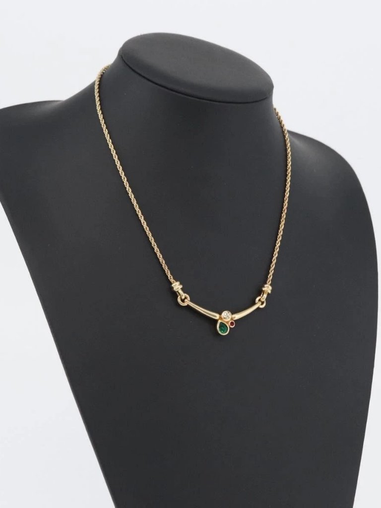 Christian Dior Necklace Metal Gold Tone Auth Ba11471a